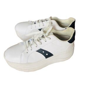 Bershka Platform Sneakers White And Black Womens Size 9